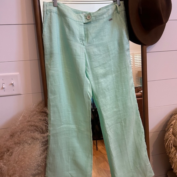 Mango Basics Wide Leg Linen Blend Size 12 Pant - Picture 1 of 6